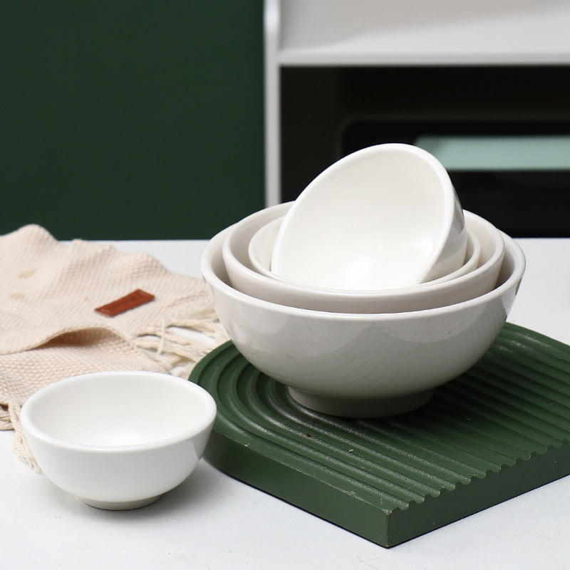 Retro Ceramic Bowl Set - Home Rice, Soup & Noodle Bowls, Featuring Classic Rooster Design & Solid Glaze Options, Microwave-Safe with Elevated Base for Heat Insulation