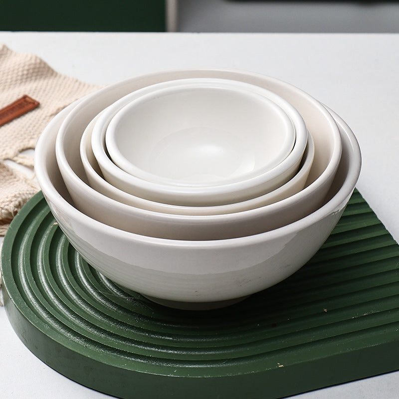 Retro Ceramic Bowl Set - Home Rice, Soup & Noodle Bowls, Featuring Classic Rooster Design & Solid Glaze Options, Microwave-Safe with Elevated Base for Heat Insulation